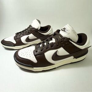 Nike Brown and White Dunk Low Sneakers